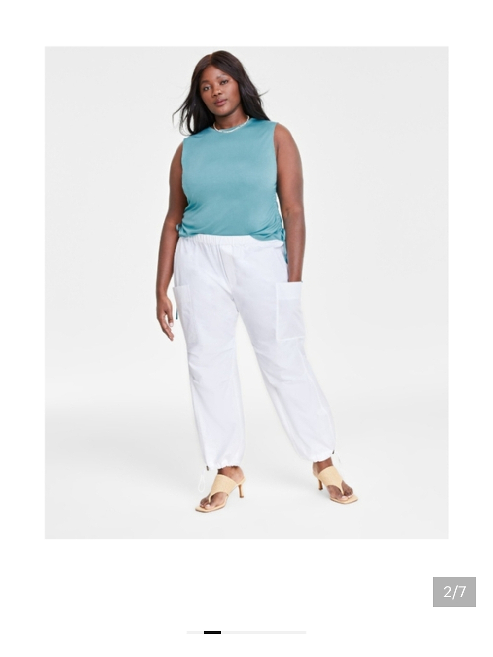 ON 34th White Utility Pants 2X NWT High Rise Drawstring Ankle Plus Size